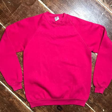 vintage hot pink raglan sweatshirt 80s jerzees adult large etsy