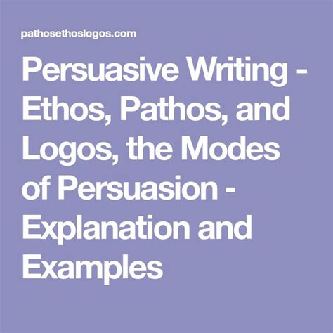 Persuasive Writing Ethos Pathos And Logos The Modes Of Persuasion