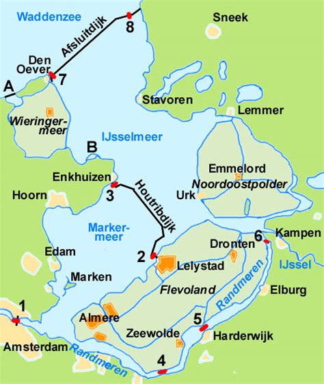 Feiten over afsluitdijk 1 in breezanddijk: Zuiderzee, IJsselmeer, Markermeer och Randmeren