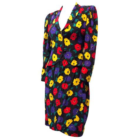 80s Emanuel Ungaro Floral Silk Skirt Suit For Sale At 1stdibs Emanuel