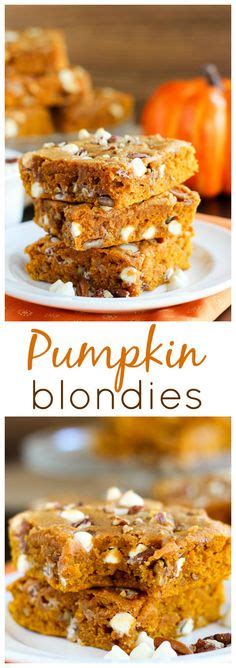 One Bowl Pumpkin Blondies Recipe Pumpkin Recipes Pumpkin Dessert