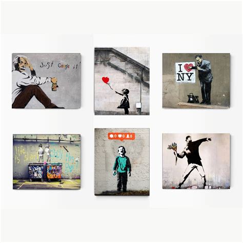 Artwork Banksy Graffiti Street Art Collection Set Of 6 Banksy Wall