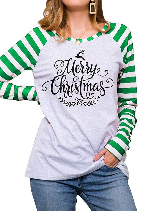 Buy Merry Christmas T Shirt Women Reindeer Baseball Shirt Xmas Holiday