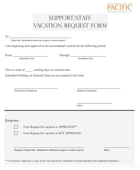 FREE 10 Sample Vacation Request Forms In MS Word PDF Paid Time Off
