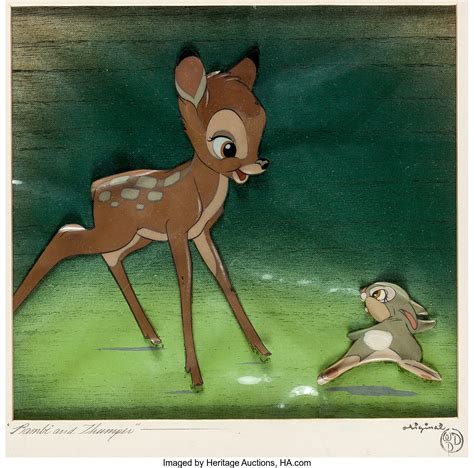 Bambi Bambi And Thumper Production Cel Walt Disney 1942 Lot