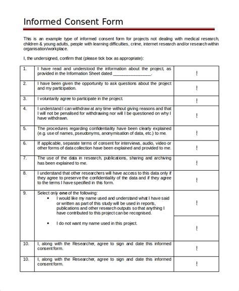 Free 9 Sample Informed Consent Forms In Pdf Ms Word
