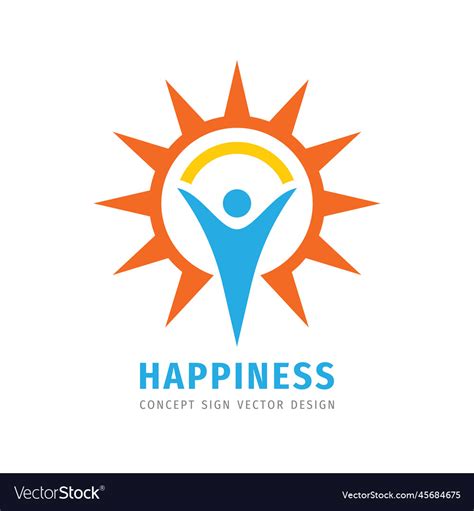 Happiness Concept Logo Design Sun And Human Vector Image