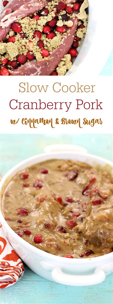 Tender, juicy pork loin that is cooked in a slow cooker al. Slow Cooker Cranberry Pork with Cinnamon & Brown Sugar ...