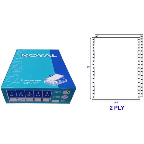 Royal 95″ X 11″ A4 2 Ply Ncr Blank Computer Form 500 Fans 55gsm