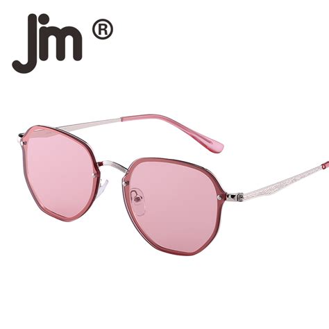 jm mirrored rimless small clear polygon metal flat sunglasses women men eyeglasses retro vintage