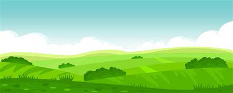 Vector Illustration Of Beautiful Summer Fields Landscape Green Hills