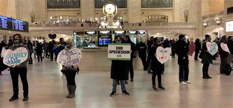 Animal Rights Activists Stage March Of Silence In Grand Central