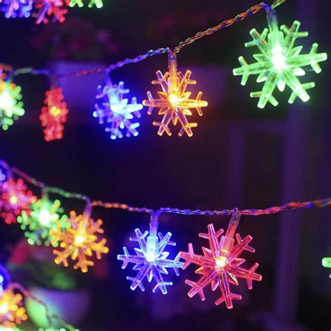 Snowflake Lights 6m 40led String Led Christmas Snow Battery Operated