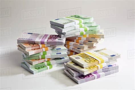 Stacks Of Large Billed Euro Banknotes Stock Photo Dissolve