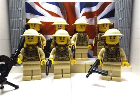 7x Wwii Lego British 8th Infantrymen With Sten Bazooka M1a1 M1917s