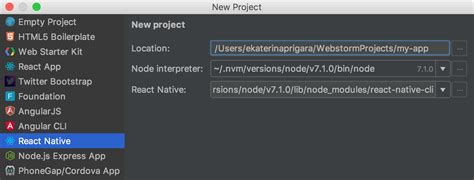 Click on the create new project option. Developing mobile apps with React Native in WebStorm ...