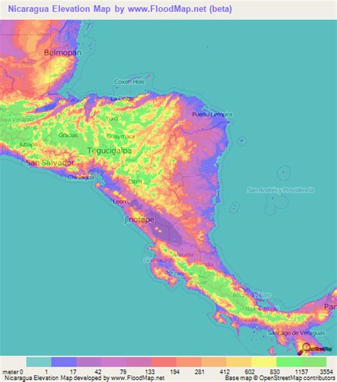 Nicaragua Elevation And Elevation Maps Of Cities Topographic Map Contour