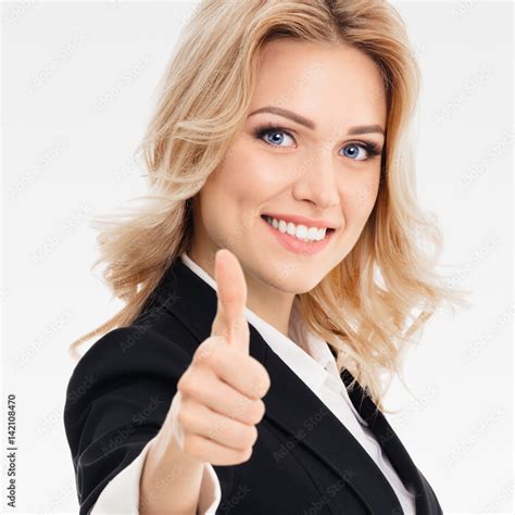 Businesswoman Showing Thumbs Up Gesture Stock Foto Adobe Stock