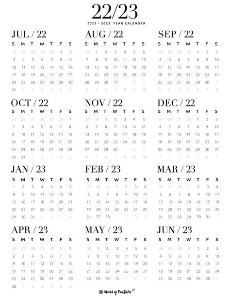 Split Year Calendars 2022 2023 July To June Pdf Templates Split Year