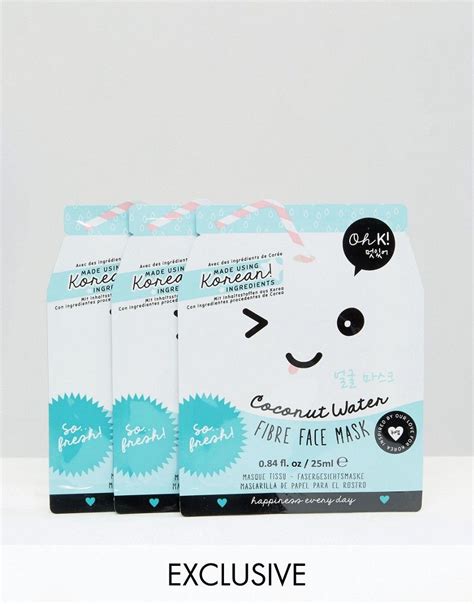 Oh K Shaped Face Mask 3 Pack At Coconut Face Mask Cleansing Face Mask Coconut Water