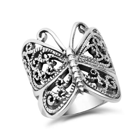 Elegantly Handcrafted Sterling Silver Butterfly Wrap Around Ring