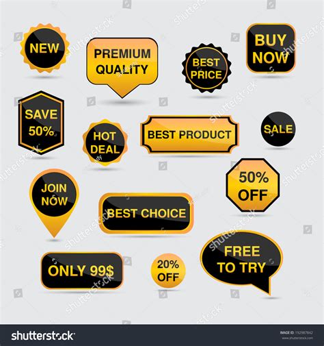 Gold Black Set Stickers Labels Badges Stock Vector Royalty Free