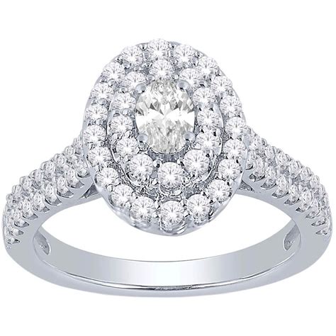 10k White Gold 1 Ctw Diamond Love Honor Cherish Fashion Ring Diamond