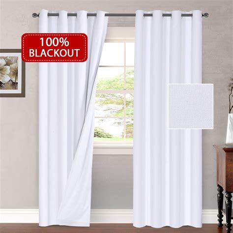 100 Blackout Linen Look Waterproof White Curtains Bedroom Blackout