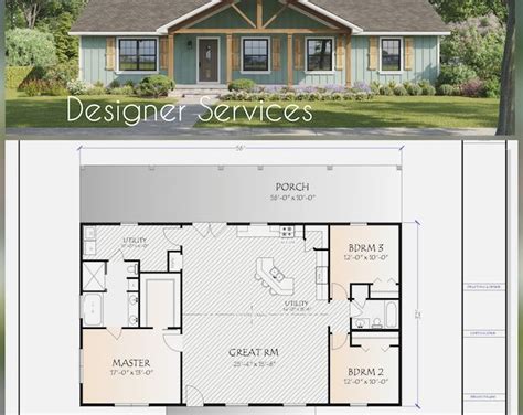 Pine Bluff House Plan 1400 Square Feet Etsy Cottage House Plans