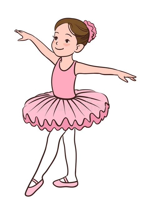 Little Girl Ballerina Dancing Cartoon Vector Clipart