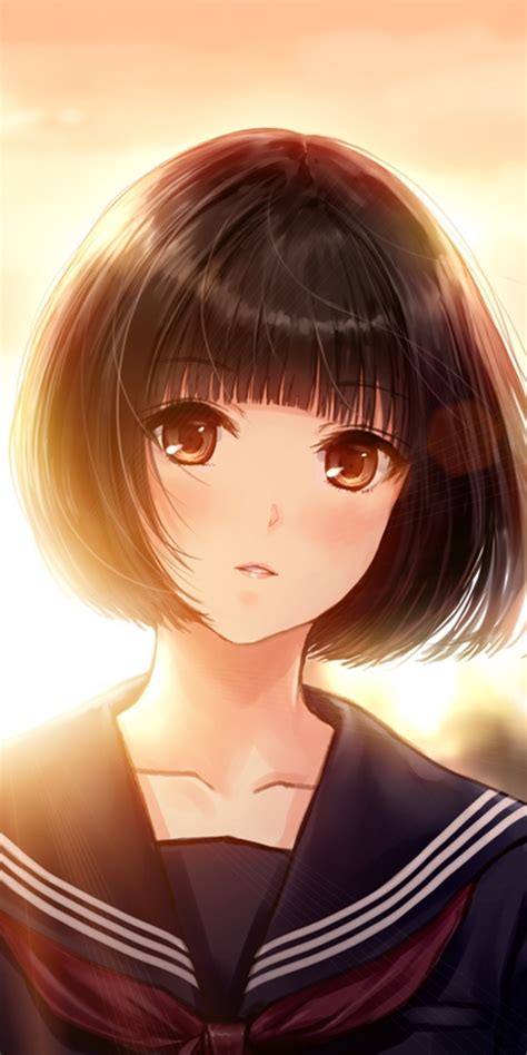 Download 1080x2160 Anime Girl Semi Realistic Short Hair