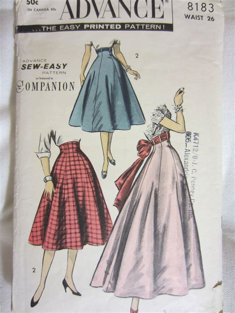 Advance 8183 High Waisted Skirt Fashion Illustration Vintage