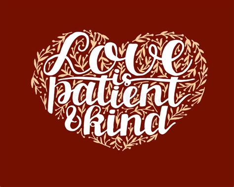 Hand Lettering Love Is Patient And Kind On Red Background Stock Vector