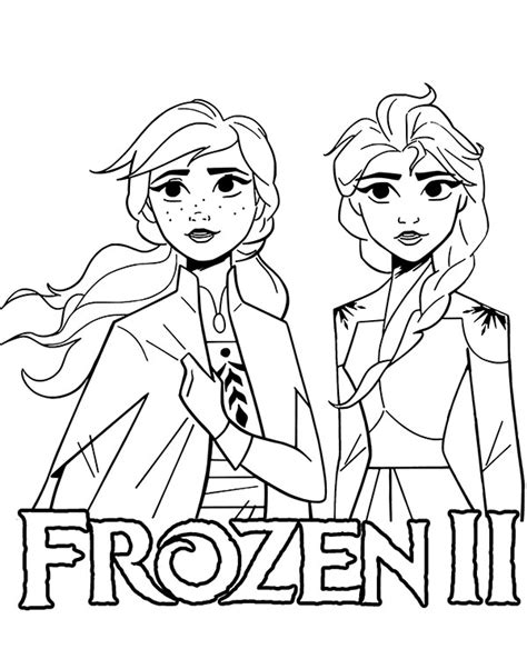 Printable Frozen 2 Anna And Elsa Coloring Page