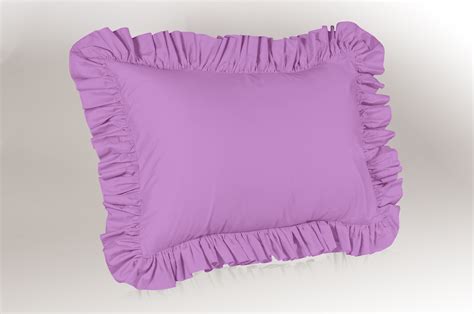 Ruffle Pillow Case Queen Pillow Sham Lavender Ruffle Pillow Cover