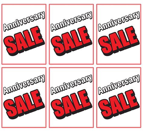 Anniversary Sale Store Window Display Paper Signs 18w X 24h 6