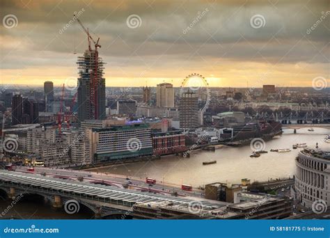 City Of London Panorama At Sunset Editorial Image Image Of Finance