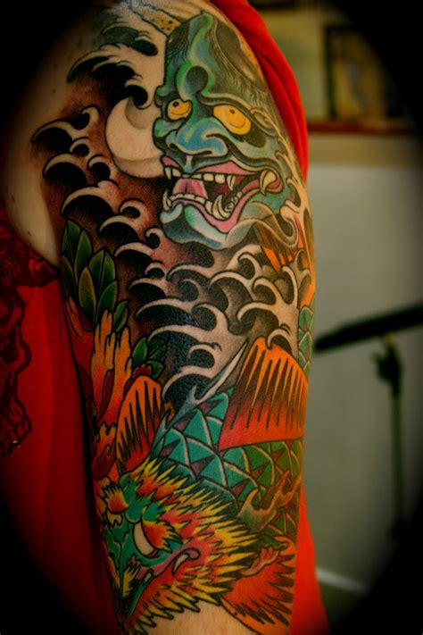 Sometimes dragon tattoos like chinese 7. Amazing coloured Japanese Dragon Tattoo on half sleeve : tattoo