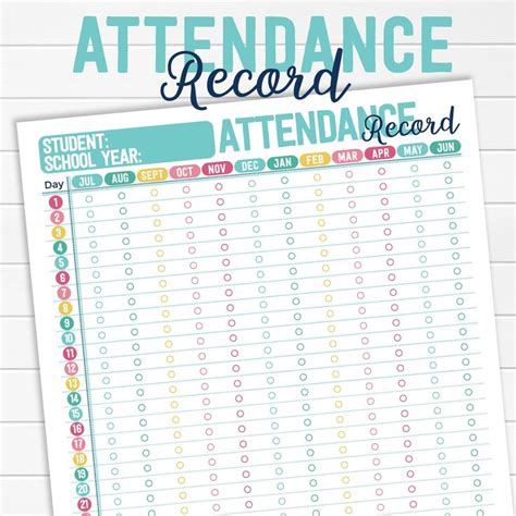 Homeschool Attendance Record Student Attendance Log Child Attendance