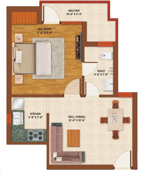 1 Bhk Floor Plan Floorplansclick