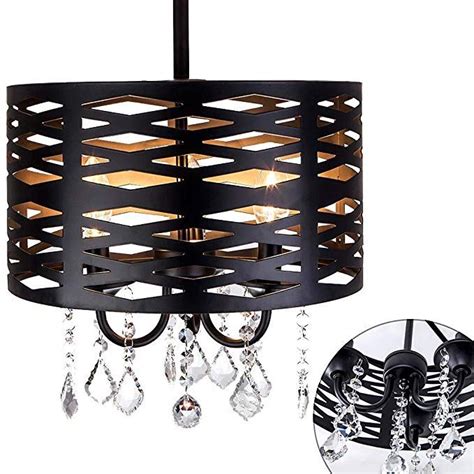 In addition, the drum pendant lights are trimmed with crystal as well as capiz shell or beads. 3-Light industrial Black Round Metal Shade Crystal ...