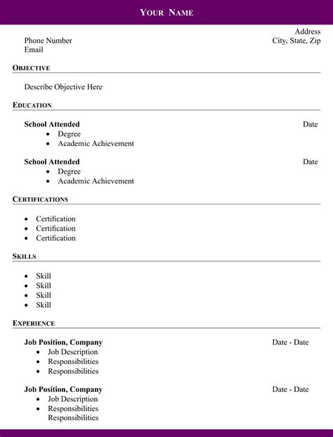 Free Resume Printable Forms Printable Templates