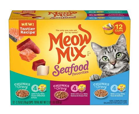 Meow Mix Savory Morsels Seafood Favorites Variety Pack 275 Ounce Cans