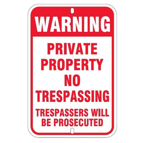 Warning Private Property No Trespassing 30x45cm Guelph Signs
