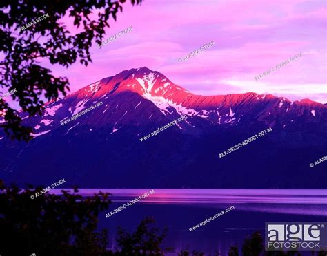 Sunset On Chugach Peak Turnagain Arm Sc Ak Stock Photo Picture And