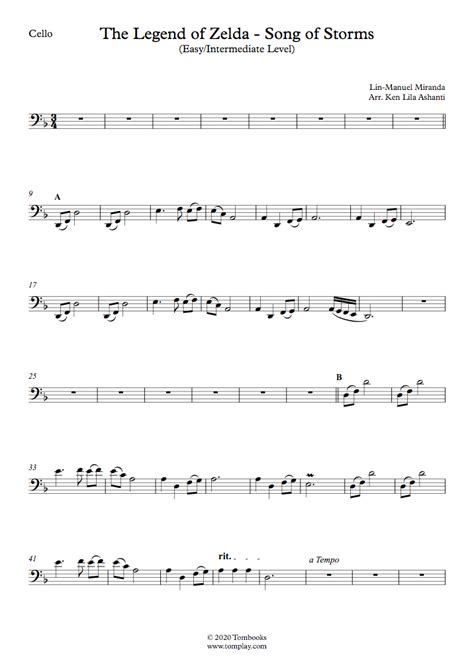 Download sheet music for the legend of zelda: Cello Sheet Music The Legend of Zelda - Song of Storms (Easy/Intermediate Level) (Miranda Lin ...