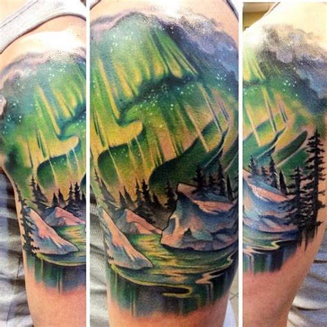 Northern lights tattoo on pinterest | light tattoo dragon tattoo. 50 Northern Lights Tattoo Designs For Men - Aurora ...