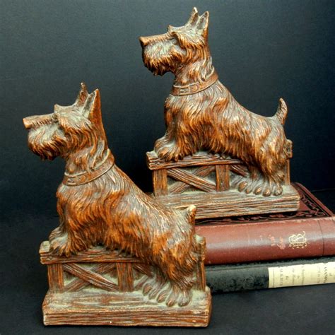 Scottish Terrier Scottie Bookends Vintage Syroco