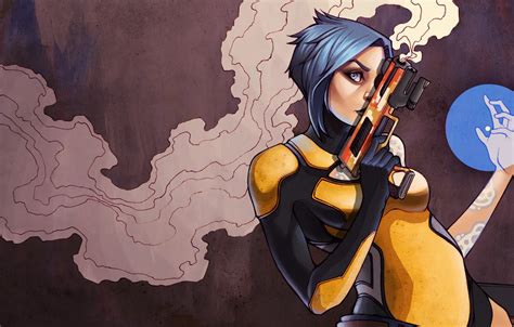 Обои девушка пистолет оружие дым арт Maya Borderlands 2 картинки