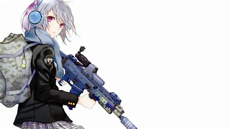 Wallpaper Anime Girl Attitude Backpack Weapons